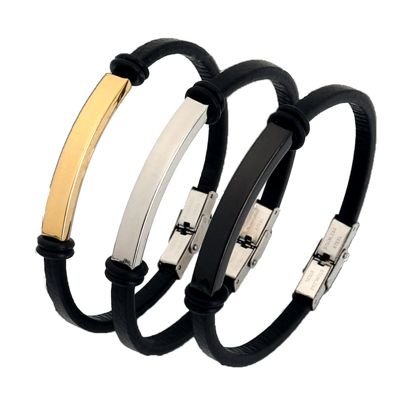 Coordinates Bracelet - Pulsera de cuero ajustable con nombre