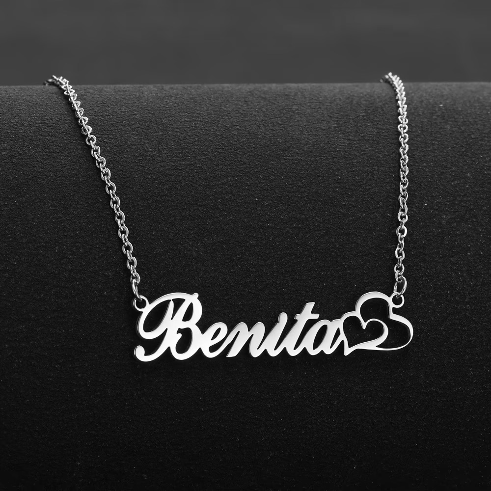 Name Necklace Custom - Collar personalizado con doble corazón y